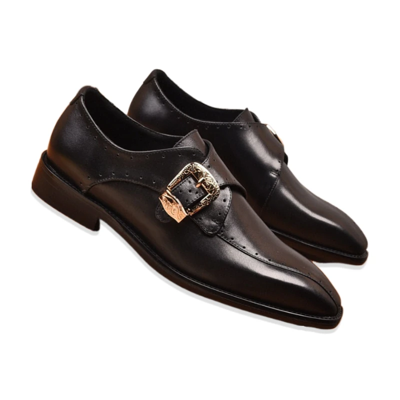 

Eioupi Classic Real Full Grain Calfskin Leather Cowhide Lining Men's Business Black Dress Shoes