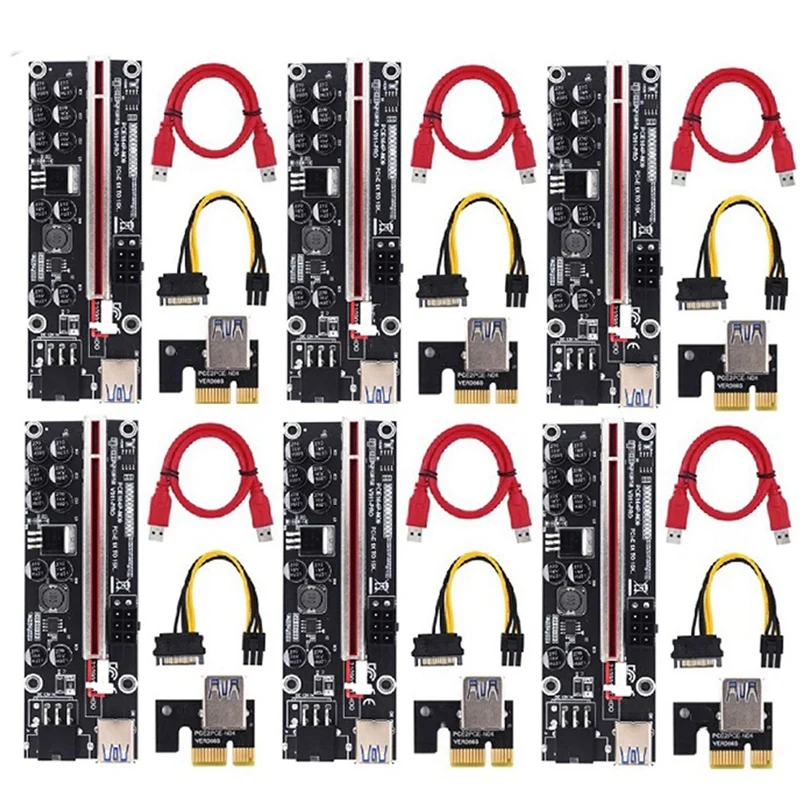 Усилитель PCI Express PCIE с 1 на 6 портов USB 3 0 Hub 1X 4X 8X 16X VER011 PRO увеличитель для майнинга BTC