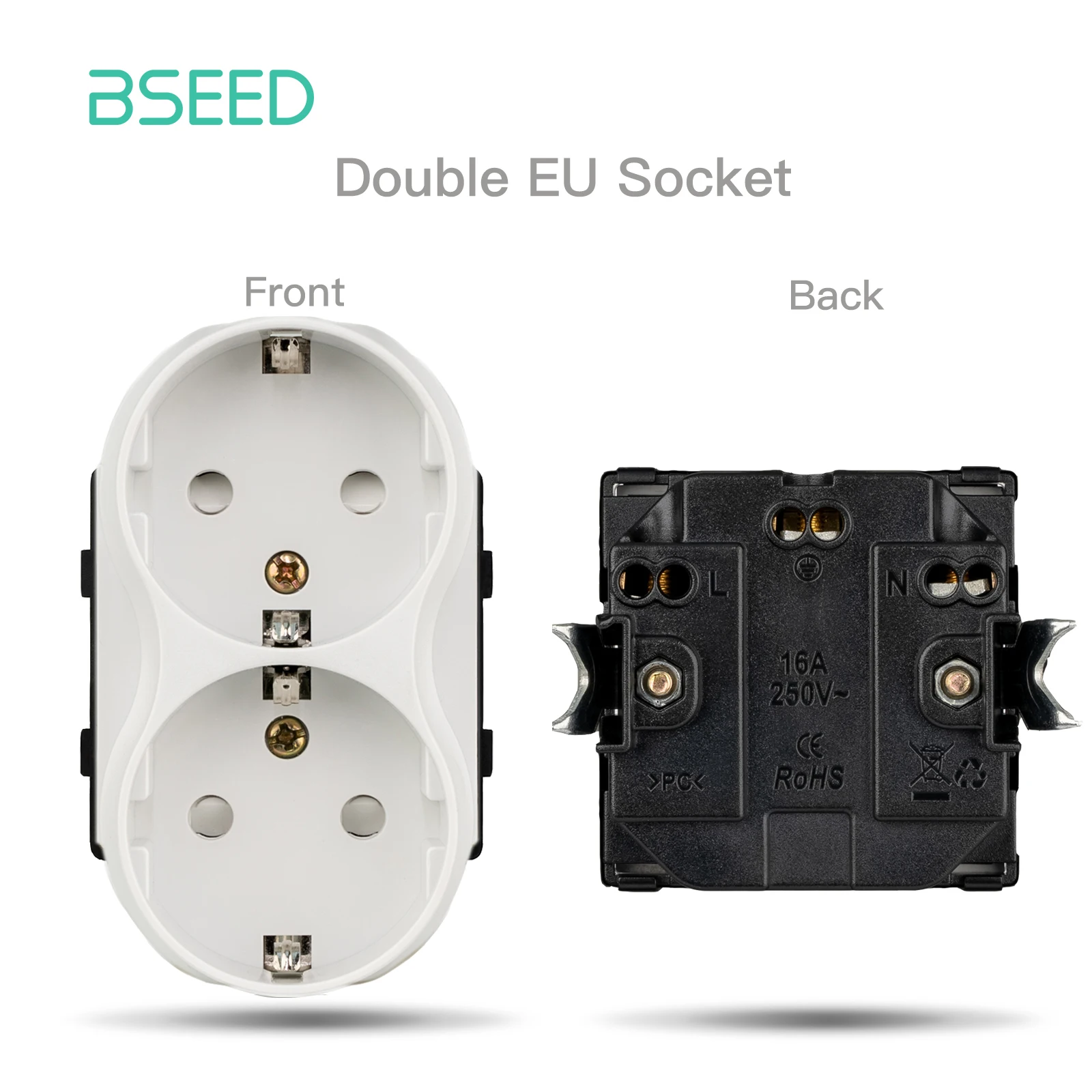 

BSEED белая настенная розетка с двумя USB-портами