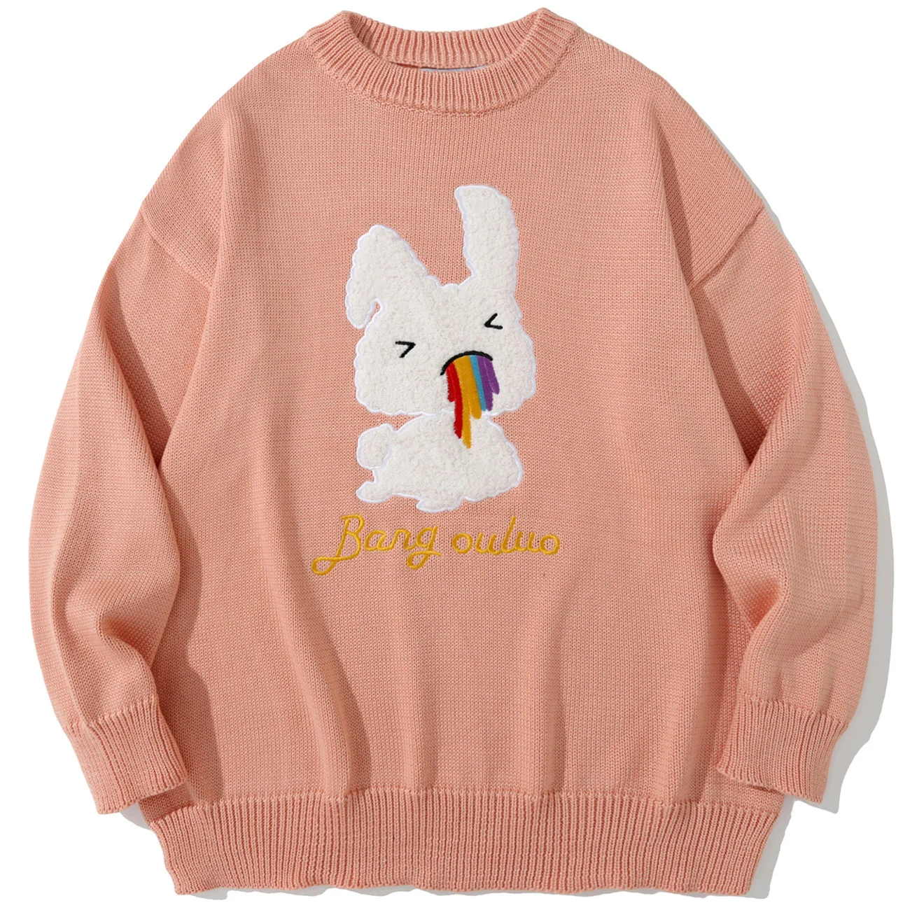 

KKAYCATE Harajuku модная уличная одежда зимние свитера с вышивкой мультяшный Кролик Радуга вязаный свитер Повседневный пуловер унисекс