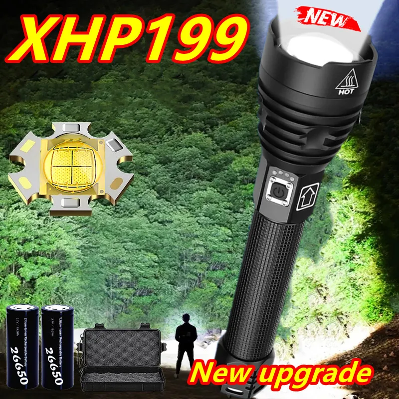 

Super bright XHP199 Powerful Led Flashlight 18650 XHP90 High Power Torch Light Rechargeable Tactical Flash Light Usb Hand Lamp