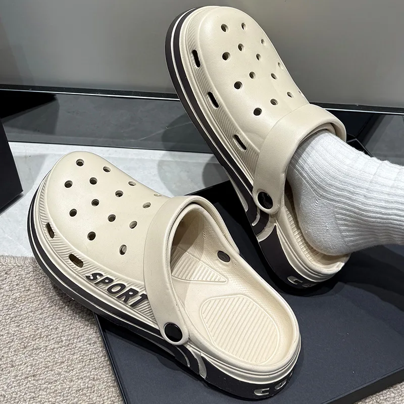 Фото 2025 Новый тип обуви на какашки Feeling Croc, женская летняя одежда, не уставшие ноги, Eva, толстая подошва, нескользящие пляжные сандалии с защитой от запаха №3