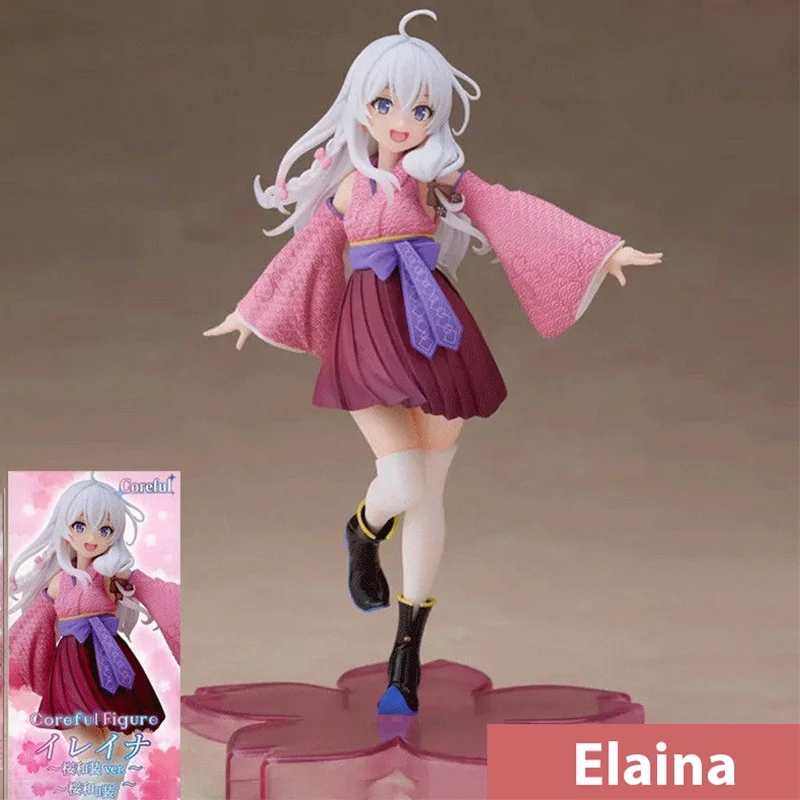 

20cm Anime Taito Figure Elaina Wandering Witch: The Journey Of Elaina Kawaii Sakura Kimono Action Pvc Model Toy Gift For Kids