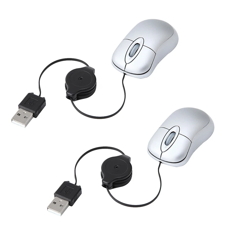 

2X Mini USB Wired Mouse Cable Tiny Small Mouse 1600 DPI Optical Compact Travel Mice for Windows 98 2000 XP Vista Ve