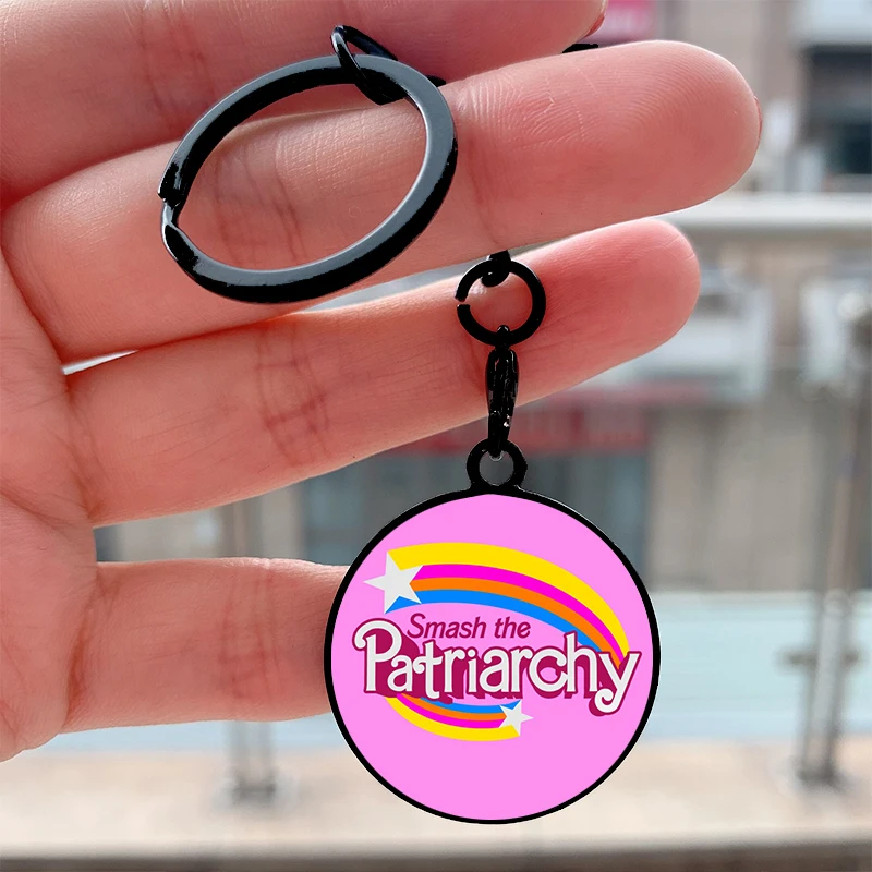 

Fashion Smash the Patriarchy Cool Key Tag Motorcycles Cars Backpack Chaveiro Keychain For Friends Key Ring Gifts Accessories