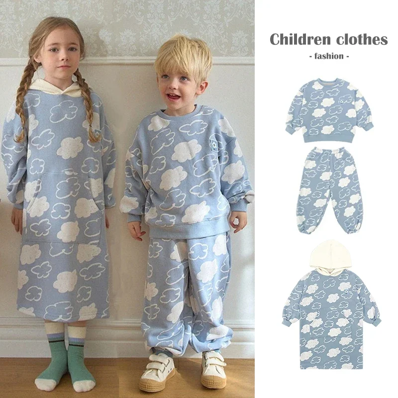 Корейская толстовка для девочек PS осенне-зимнее платье с капюшоном рисунком