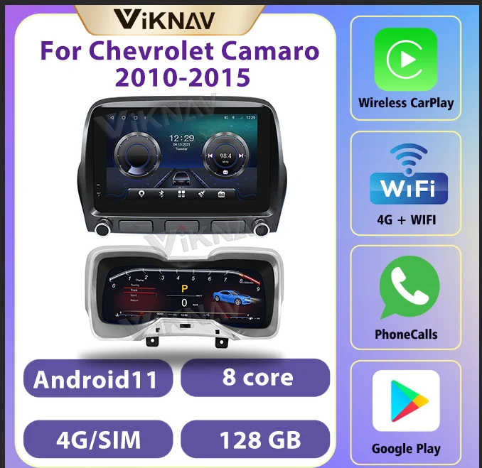

Головное устройство для автомобиля Chevrolet Camaro 2010-2015 Android11, Авторадио GPS, мультимедийный навигатор, Wi-Fi, BT, RDSAuto | Carplay 4G