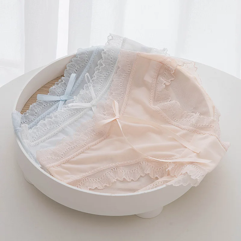 Women Sexy Lace Panties Temptation Bow Underpant Breathable Soft Lingerie Female Transparent Hollow Underwear Female NK12