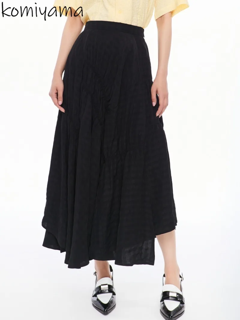 Женская юбка с завышенной талией трапециевидная в японском стиле весна-лето 2024