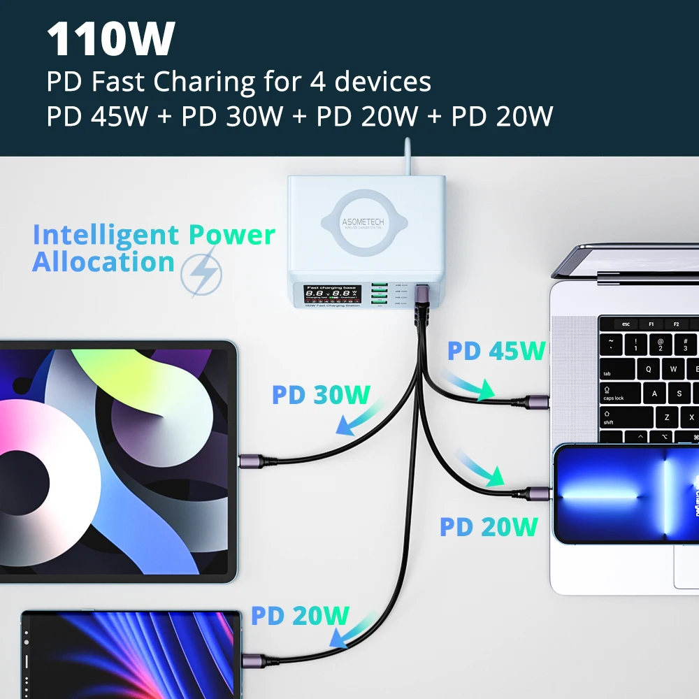 110w quick charge usb charger adapter wireless charger charging station pd usb c fast phone charger for iphone 13 12 ipad xiaomi free global shipping