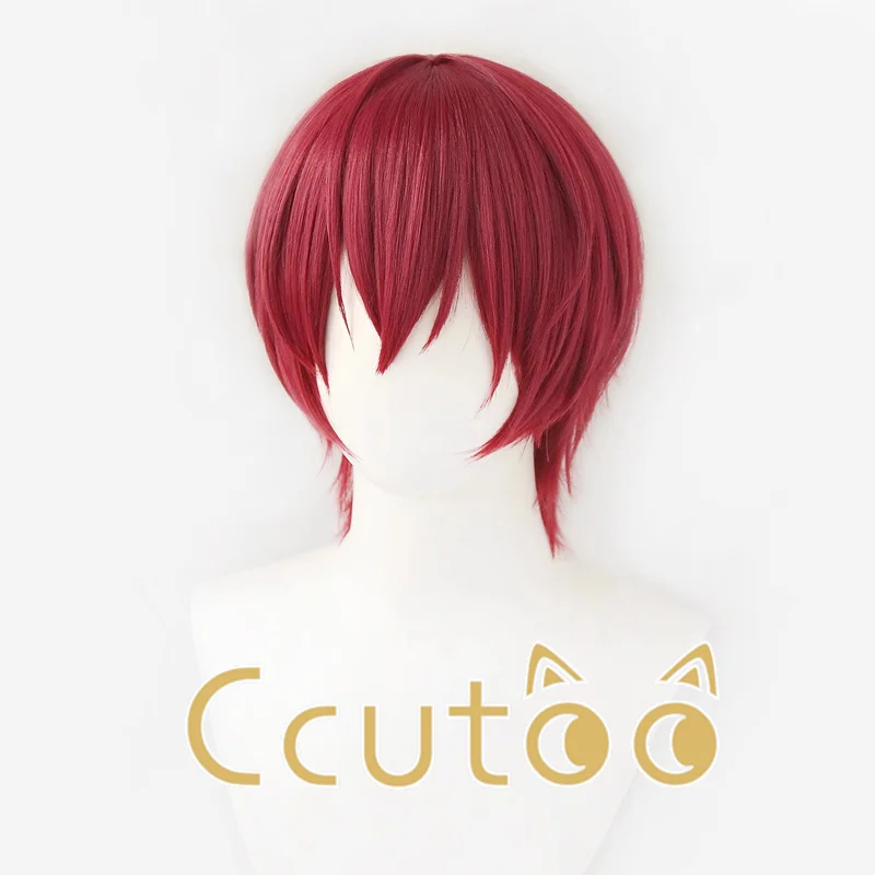 Фото IDOLiSH7 ZOOL Toma Inumaru темно-красные короткие игровые синтетические волосы для ролевых игр, карнавал, Хэллоуин, вечеринка, косплей + бесплатная шапочка для парика №2