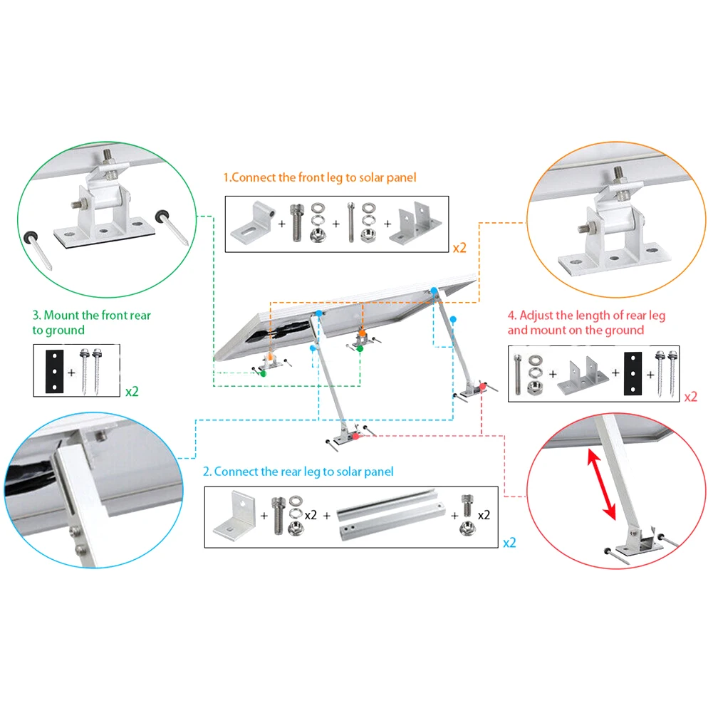 

Brand New Short Brackets Photovoltaic Support Aluminum Alloy End Clamp Kit Flat Roof Mounting Solar Panel Bracket