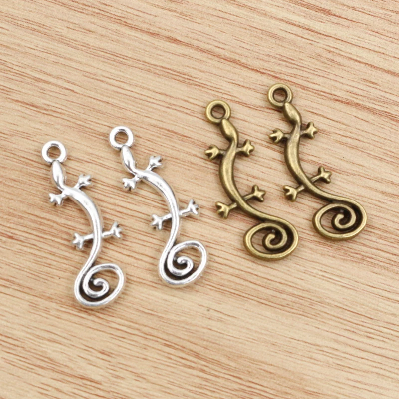 20 шт 29x11 мм амулеты геккон дом ящерица античное изготовление кулон подходит, винтажное тибетское посеребренное, DIY браслет ожерелье