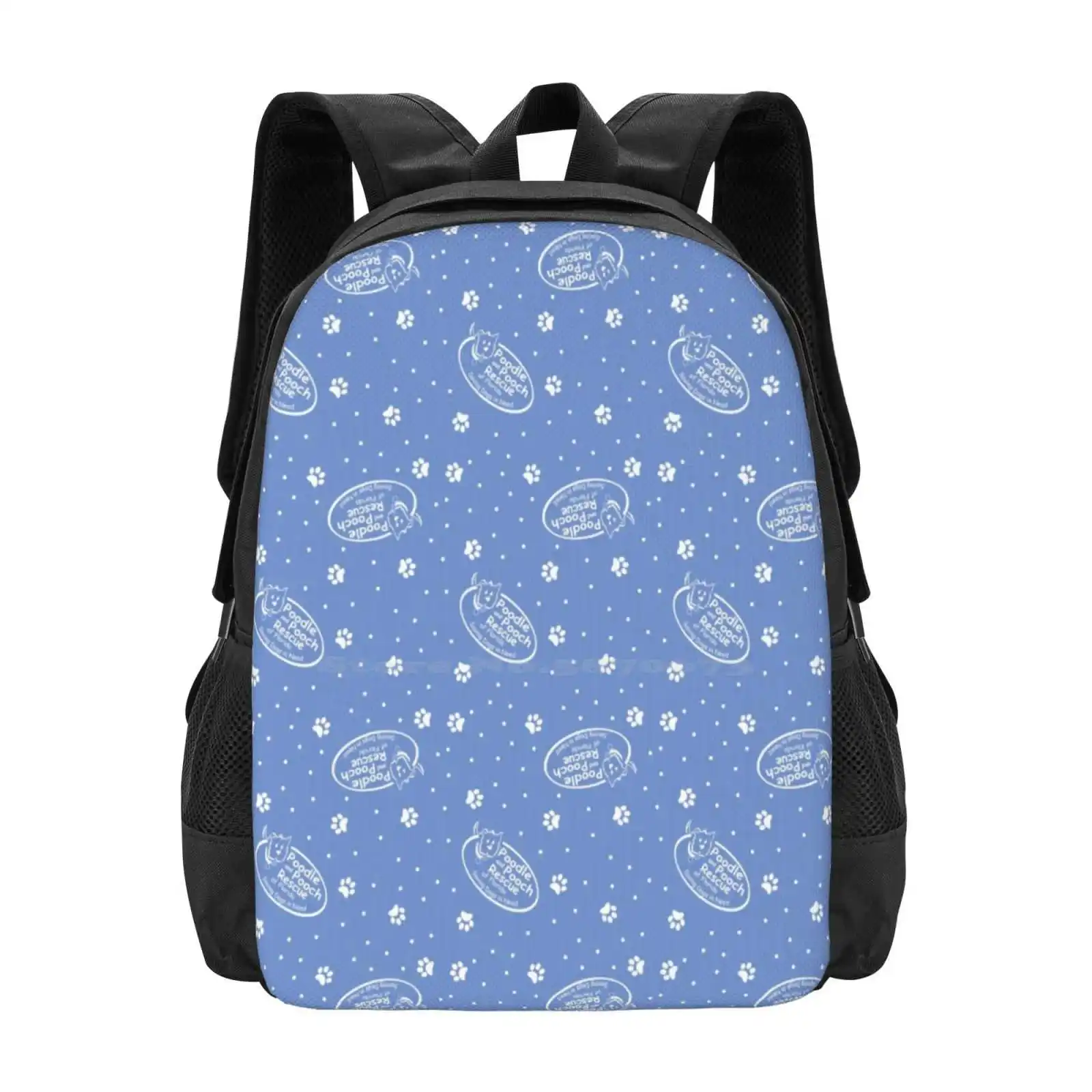 

Poodle And Pooch Rescue Of Florida-All Over Logo Print Pattern Design Bagpack School Bags Foster Dog Rescue Dog Dog Rescue