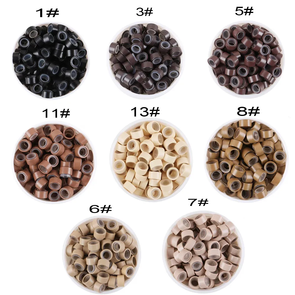 

5.5x3.5x3.5mm Aluminium Micro Rings Silicone Links Beads Tube For Tip Human Hair Extension 1000PCS/Lot