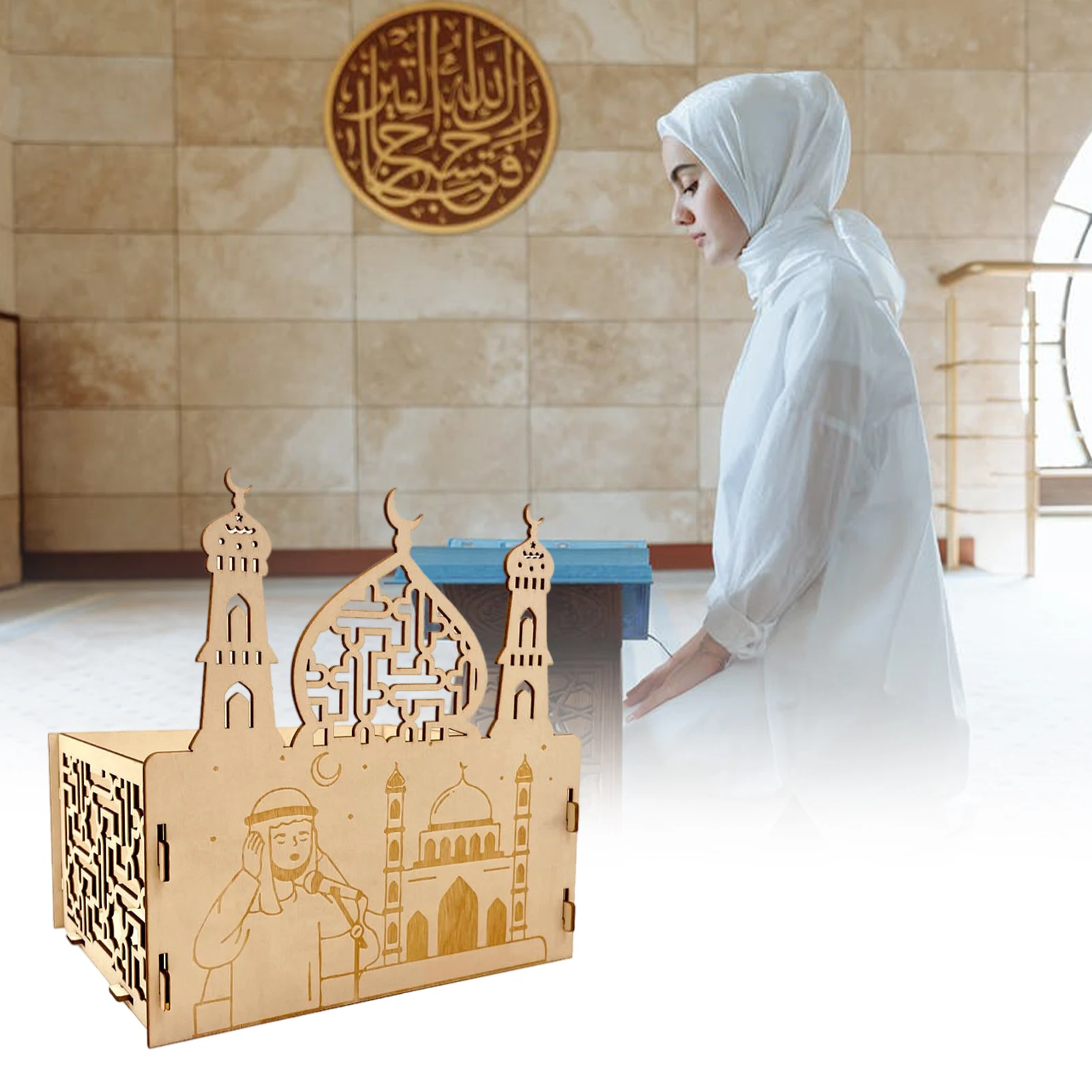 

Фотофон для дома, деревянный стол для Рамадана, украшение, идеальные фотоварианты, домашний поднос для закусок с элементами Рамадана