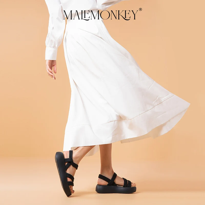 MALEMONKEY Ladiator Sandals Women Platfrom Open Toe Solid Colors Beach Shoes Summer 2023 Outdoor Holiday Ladies Shoes Handmade