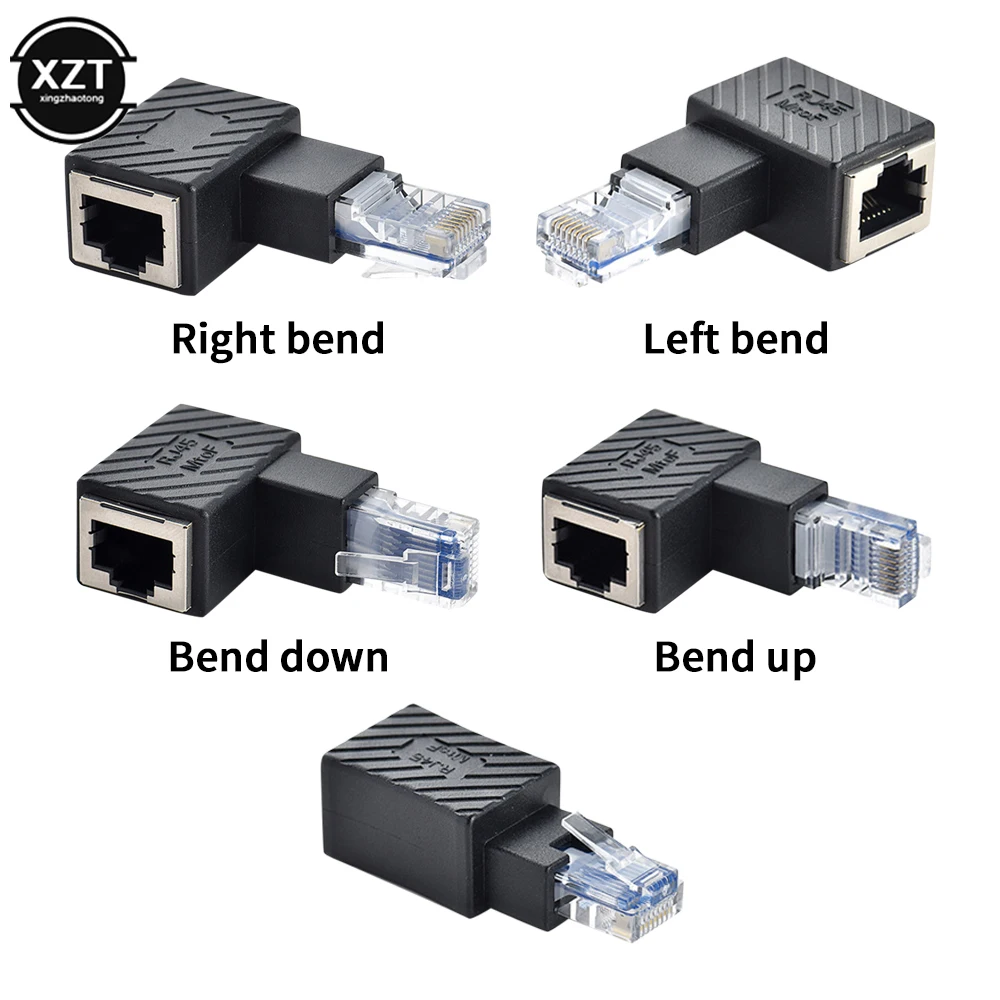 

RJ45 Male To Female Converter 90 Degree Extension Adapter for Cat5 Cat6 LAN Ethernet Network Cable Connector Extender