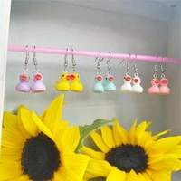 cute 3d resin duck earrings novel gifts fashionable jewelry creative mini resin duck hanging earrings suitable for women jewelr