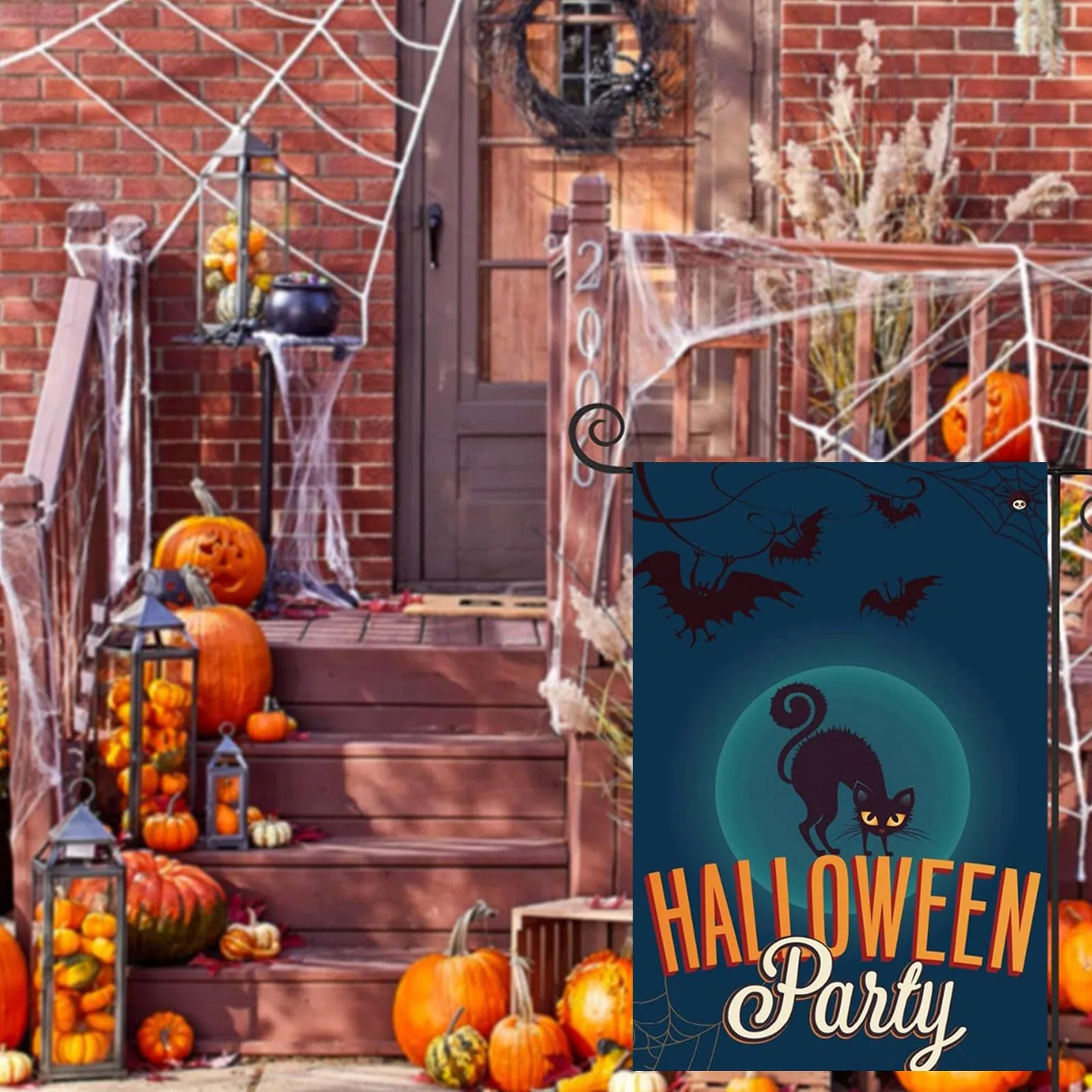 

Halloween Pumpkin Horror Holiday Banner Festive Decor Yard Decor Garden Banner