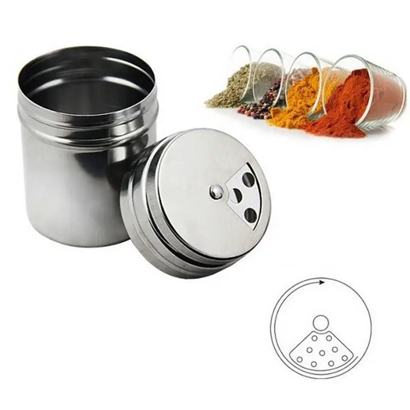 

Stainless Steel Herb Spice Tools Sugar Salt Pepper Shakers Kitchen Gadgets Coffee Shaker Condiment Container Storage Bottles