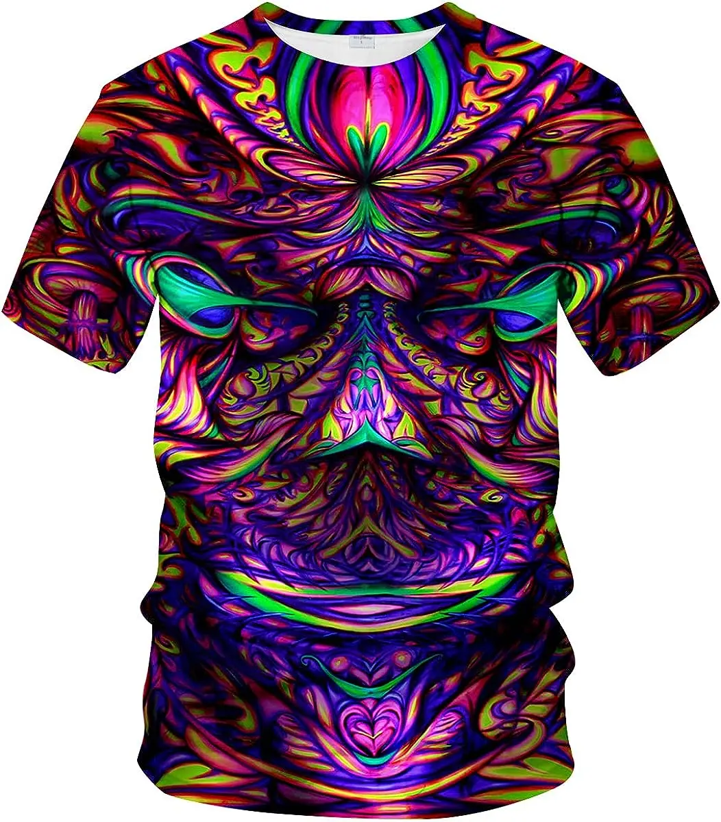 

Hisayhe Trippy Psychedelic T-Shirt Men's 3D Cool Graphic Short Sleeve Tees Top