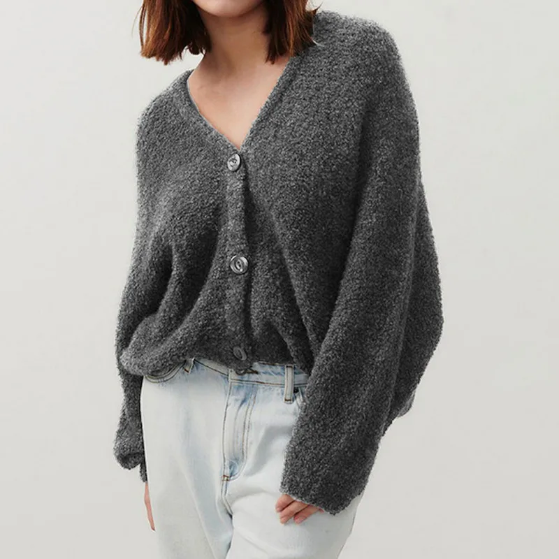 WPNAKS женский однотонный вязаный кардиган свитера осенне-зимняя одежда с