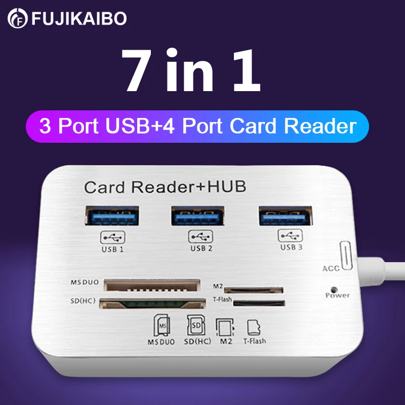 7 in 1 USB Hub Card Reader Fast USB3.0 Or USB2.0 Expander SD TF Memory Card Adapter For U Disk PC Laptop Mouse Keyboard USB Hub