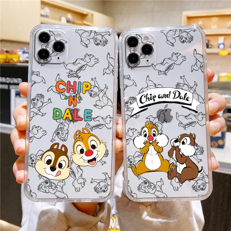 

Chip 'n' Dale Cute Transparent Phone Case For Apple iPhone 14 13 12 11 Mini XS XR X Pro MAX 8 7 6 Plus SE 2020 Cover Capa