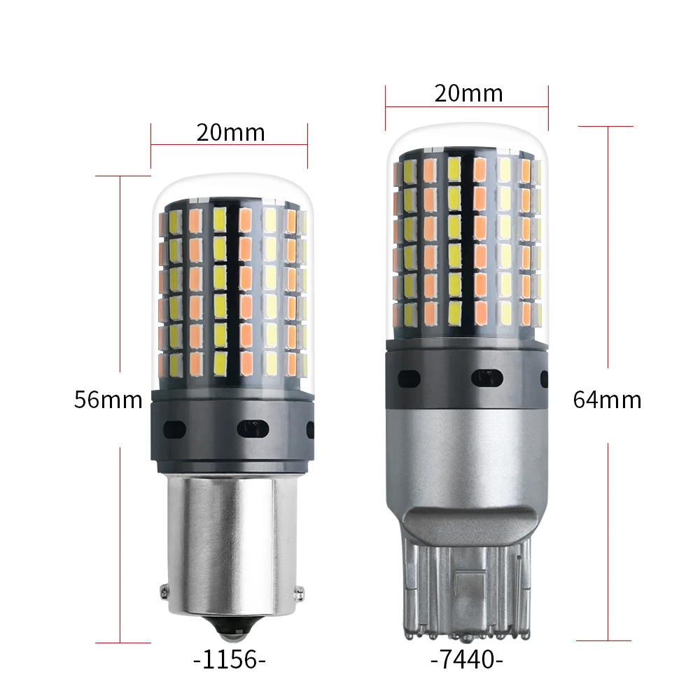 Canbus DRL LED P21W PY21W BA15S BAU15S T20 7440 W21W T25 3156 3014 120SMD Dual Mode Daytime Running Light Turn Signal 12V | Автомобили и