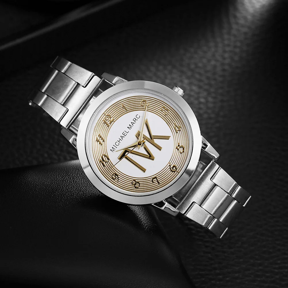 Relogio Feminiso Top Brand Luxury Bear Men's Quartz Men's Watches Digital Scale Circle Stainless Steel Band Watch Reloj Hombre
