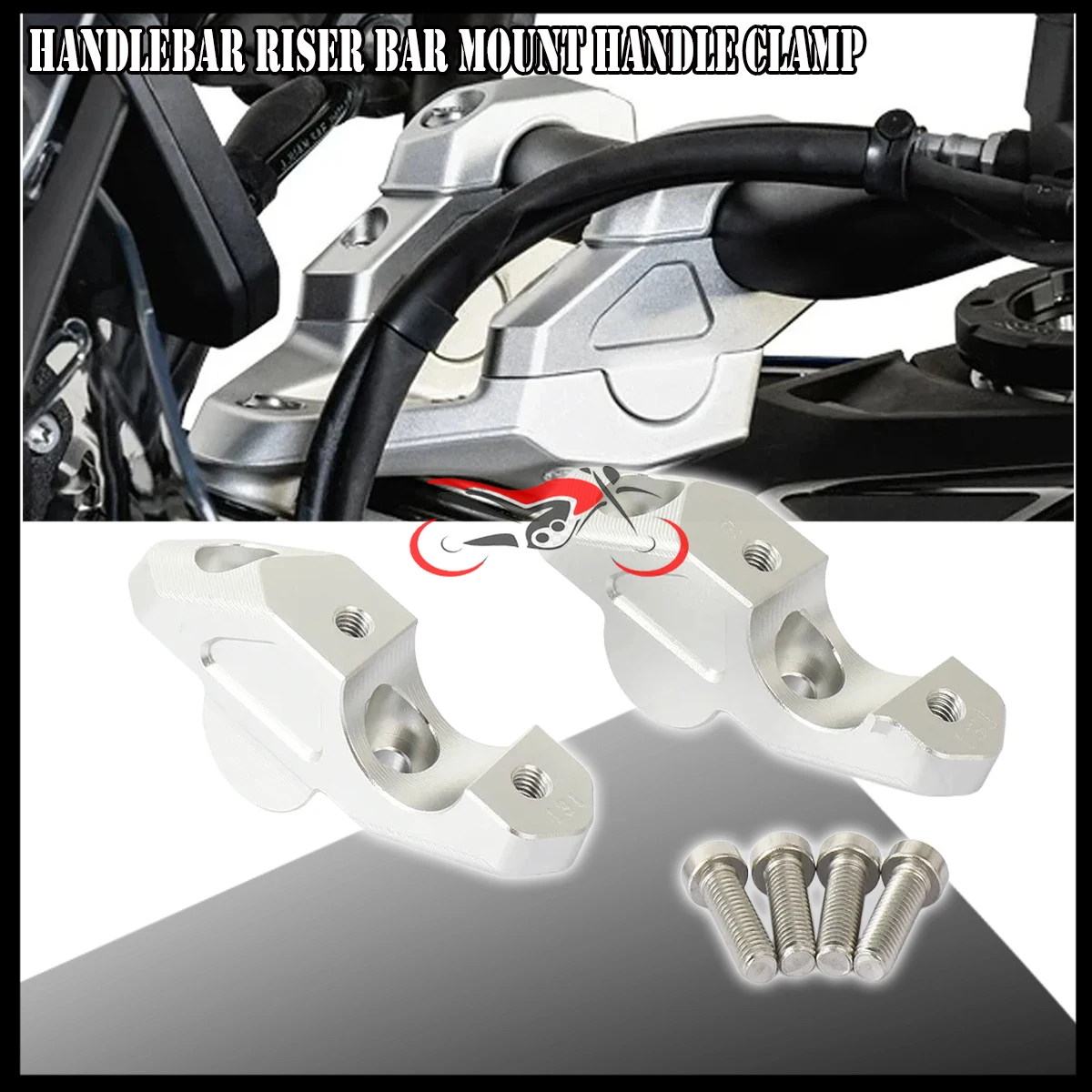 Фото Мотоциклетный серебристый комплект зажимов для руля с ЧПУ для BMW R1300 GS R1300gs R1300GSA R1300GS Adventure 2023-2025 №1