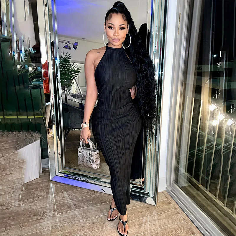 

Europe Streetwear 2023 Spring Summer Sexy Women Dress Backless Joint Design Clothes Formal Elegant Party Dresses Style Robe Y2k