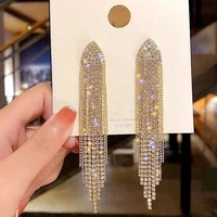 new classic crystal earrings ladies exaggerated long earrings tassels rhinestone earrings fashion ladies korean earrings jewelry