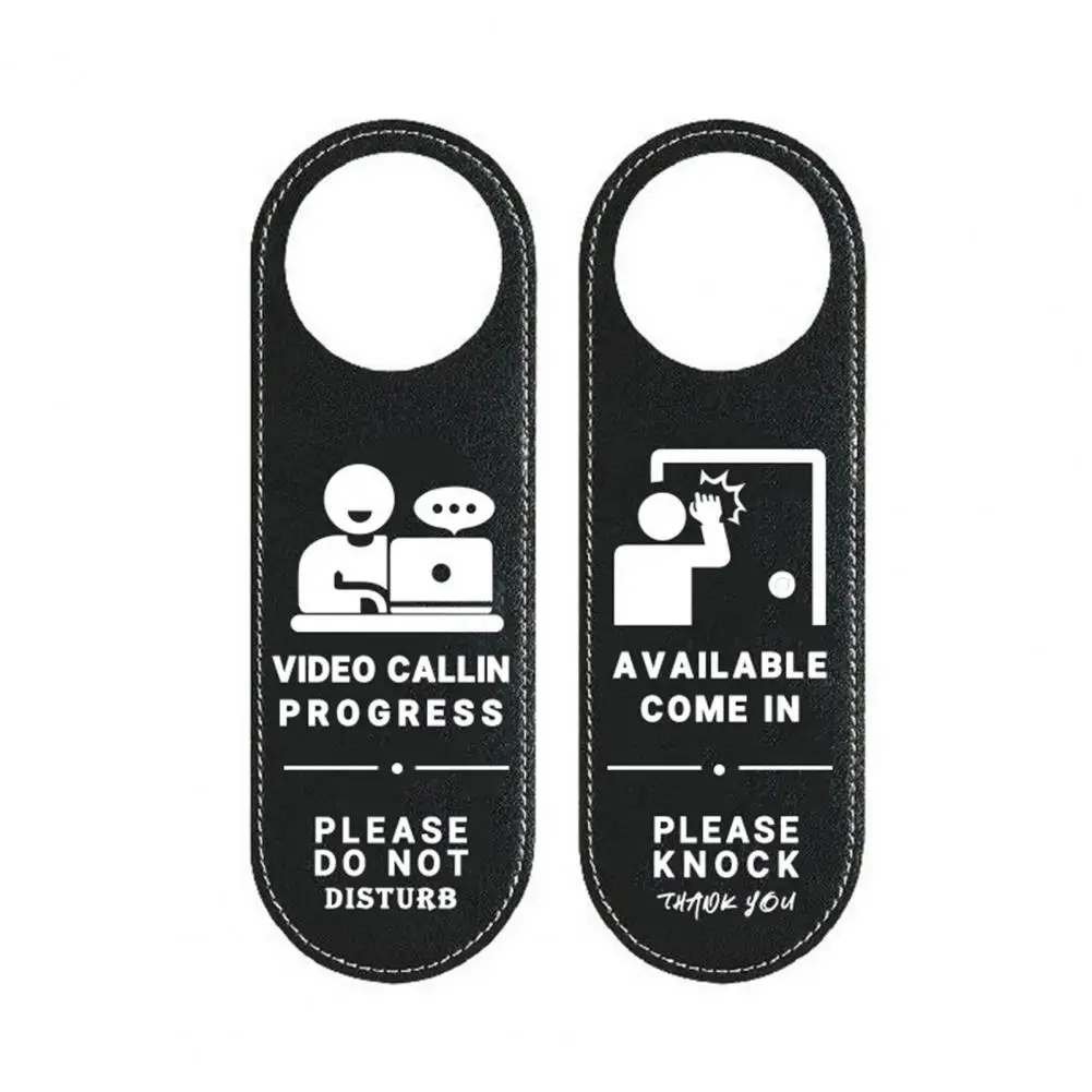 

Eye-catching Door Sign Double-sided Office Door Signs Business Reminder Video Calling Progress Faux Leather Please Do Not