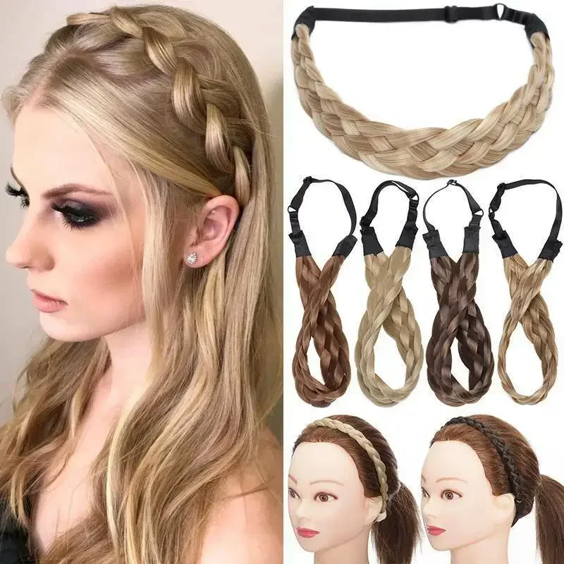 

Synthetic Wig Headband Fishtail Braids Hair with Adjustable Belt Plaited Hairband Bohemian Style Women Hairstyle Hairpieces