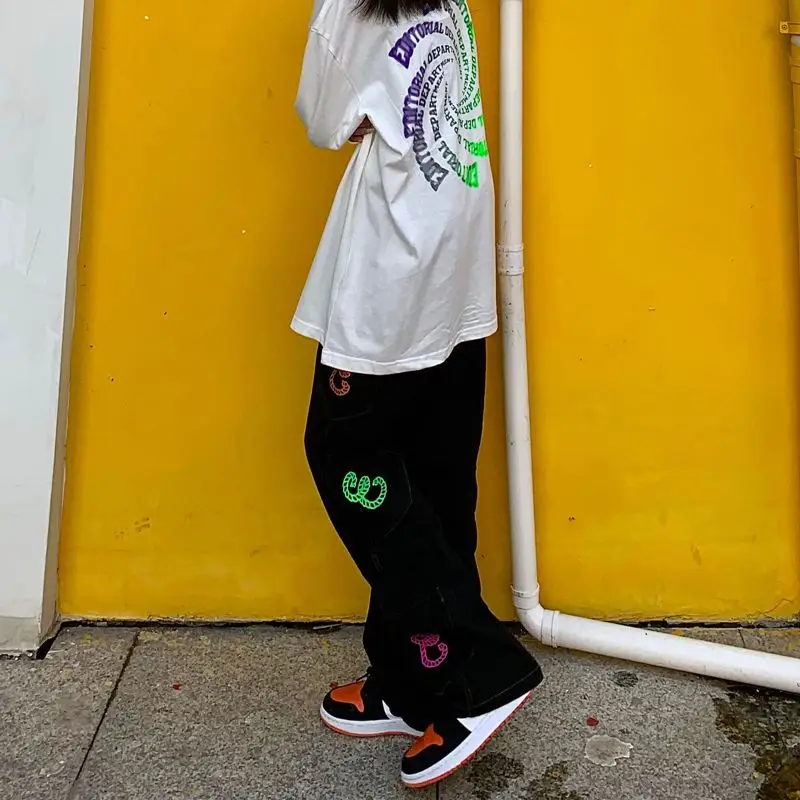 

Deeptown Y2k Streetwear Cargo Pants Women Black vintage Korean Fashion Hippie Baggy Pocket Straight Trousers Baddies Aesthetic