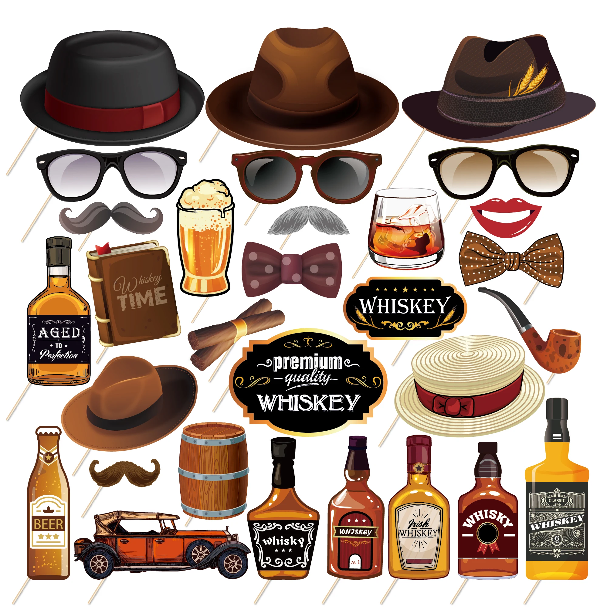 

Birthday Whiskey Wine Party Paper Photobooth Props Disposable Tableware Tablecovers DIY Backdrops Graduation Party Decorations