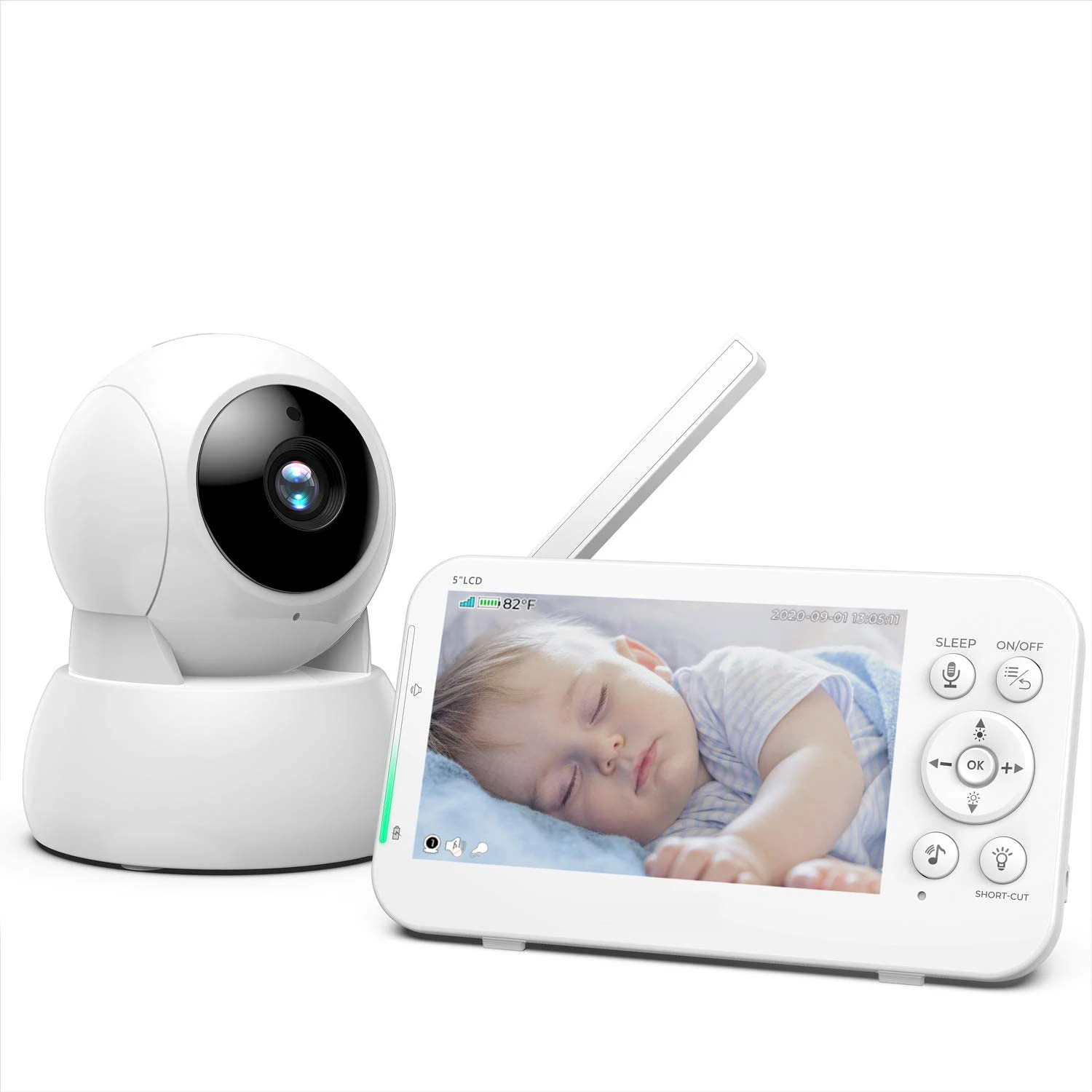 

5 inch high resolution screen two way audio night vision wireless baby monitor camera