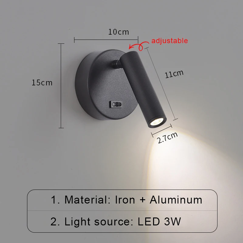 

Настенный светильник BANMENG, белый/черный, теплый белый/белый свет