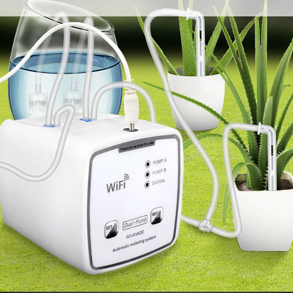 WIFI Intelligent Watering Device Double Pump Timed Automatic Drip Irrigation System Remote APPController for Garden Plant Flower |