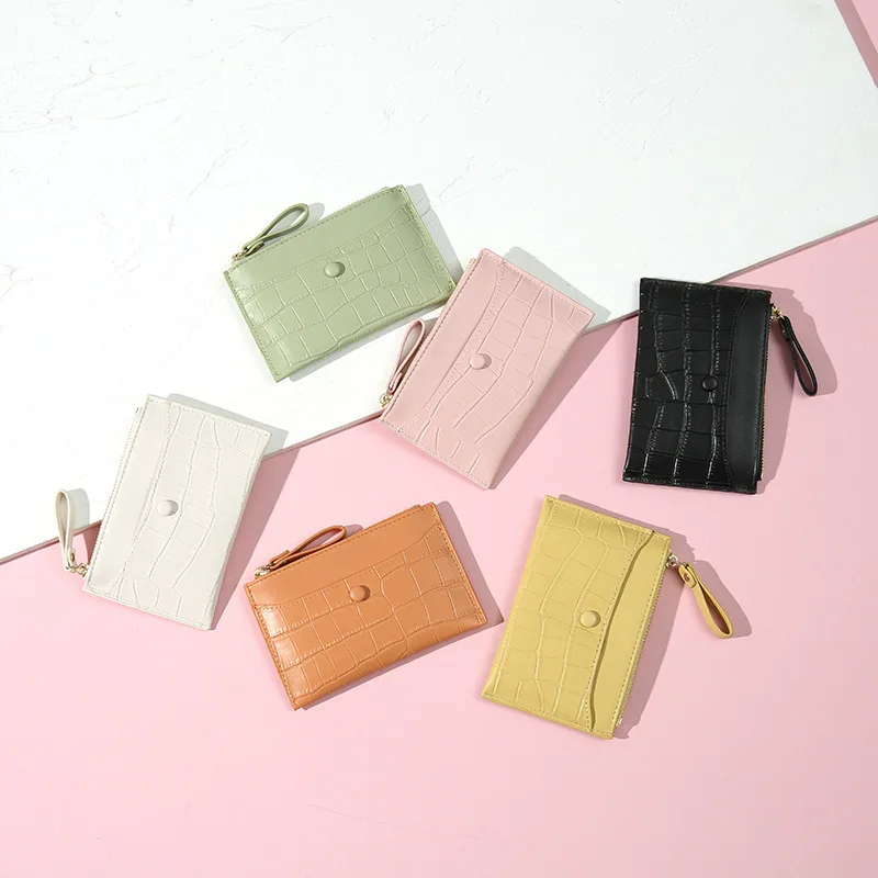 

New Wallet Mini Zipper Coin Bag Slim Multi-slot PU Card Bag Short Ladies' Change Purse