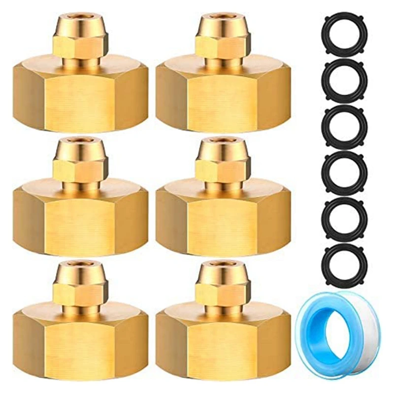 

6 Pack Garden Hose Adapters 3/4 Inch To 1/4 Inch Faucet Connection Hose Adapter With Plumber's Tape