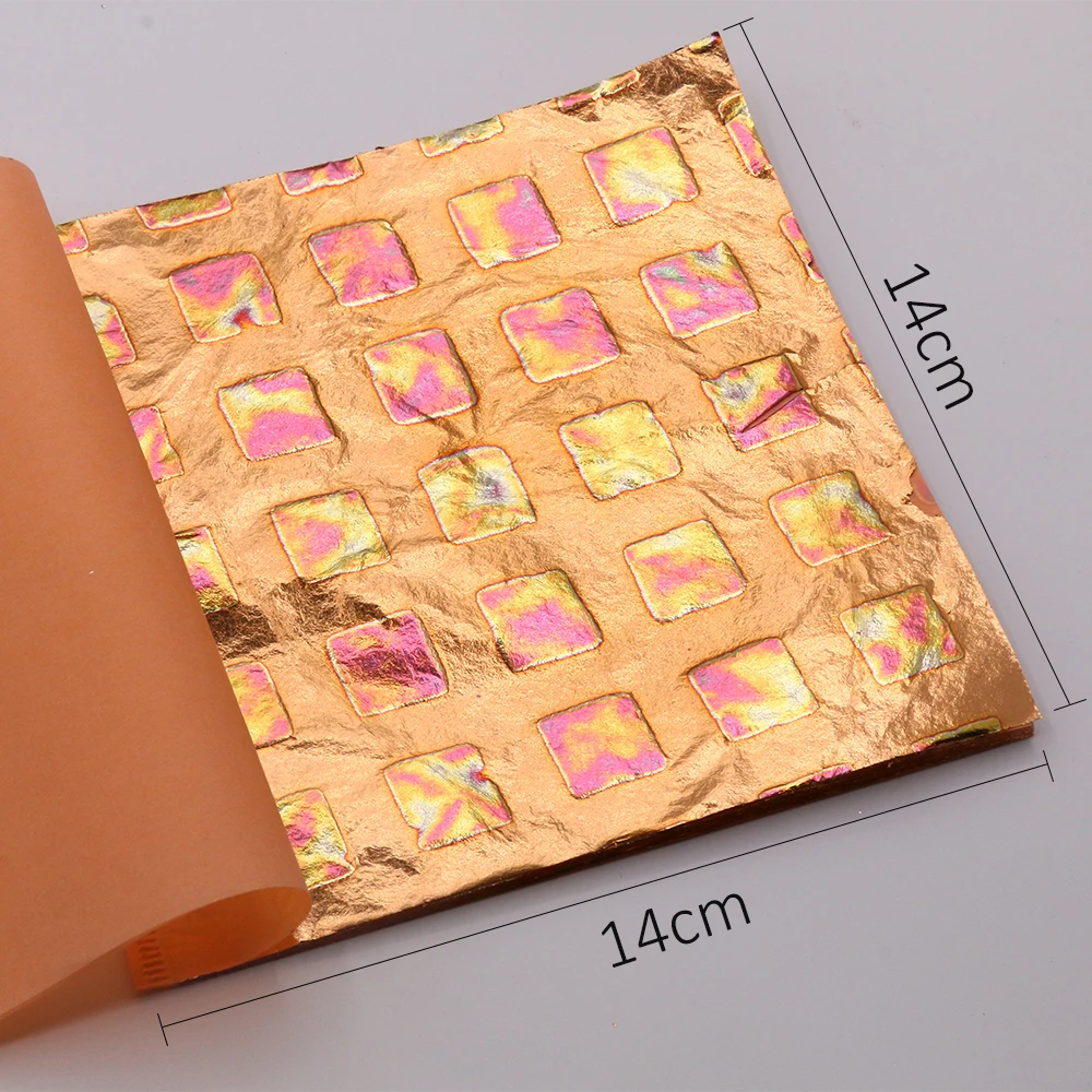 

14cm Colorful Variegated 25 Sheets Gold Leaf Foil Alloy Foil Booklet for Art Craft Nail Earings Ceiling Decoration Vintage DIY