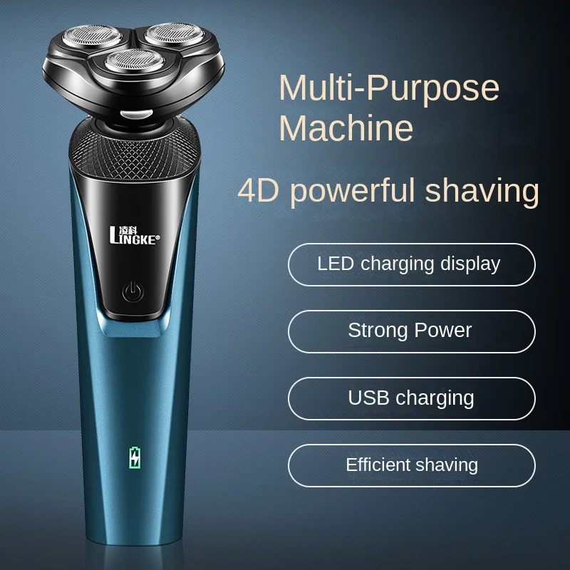 

Electric Razor For Men 3 In 1 Beard Shaver Dry Wet Waterproof 3 Head Rotary Blade USB Rechargeable W/ Temple & Nose Hair Trimmer