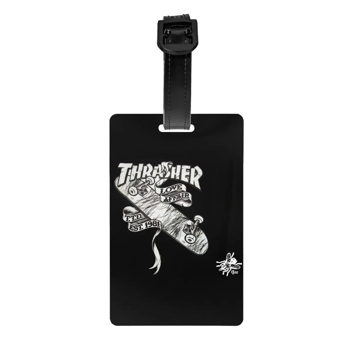 

Custom Thrashers Luggage Tag With Name Card Skate Motion Physical Culture Privacy Cover ID Label for Travel Bag Suitcase