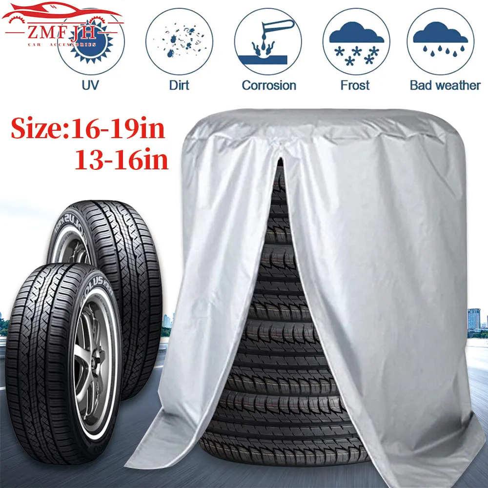 S/L Car Tire Cover 4 Tires Capacity Storage Bag Waterproof Dust proof Car-covers 210D Polyester Big Capacity Outdoor Tire Cover