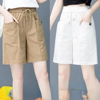 woman shorts female fashion casual regular loose big size straight short ladies solid elasticity streetwear shorts bottoms a49