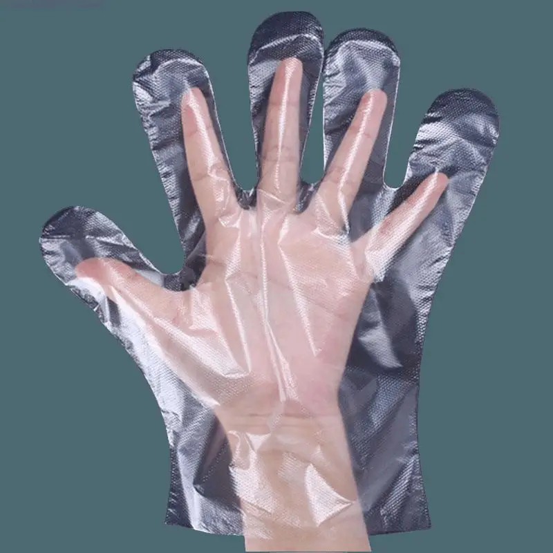 

100pcs/Set Disposable Gloves One-off Plastic Gloves Restaurant BBQ Transparent Eco-friendly PE Gloves Kitchen Garden accessories