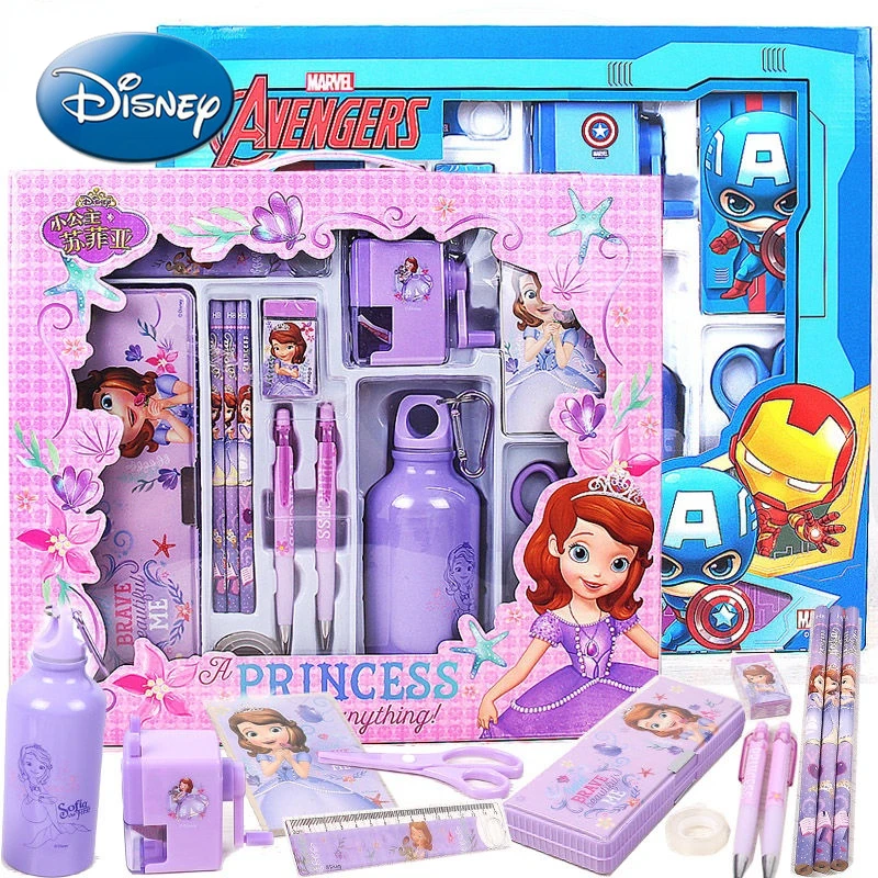 

Disney Mickey Stationery Set Thermos Cup Gift Box Children's Day Birthday Gift Student Pencil Gel Pen Stationery Box Ruler